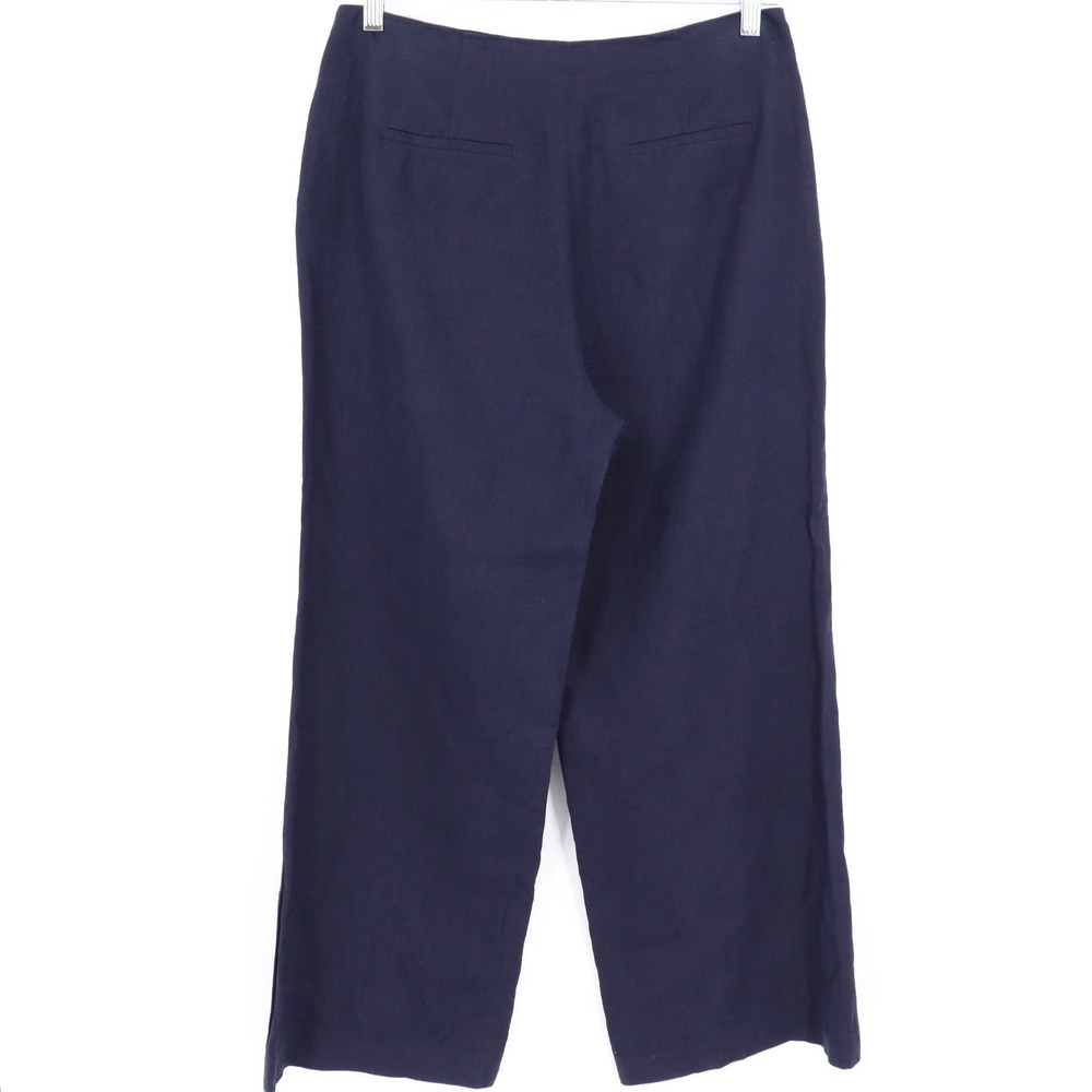 Boden Penzance Linen Pants Size 8P Navy Blue Linen Sailor Wide Leg Cropped Pants - Picture 3 of 7